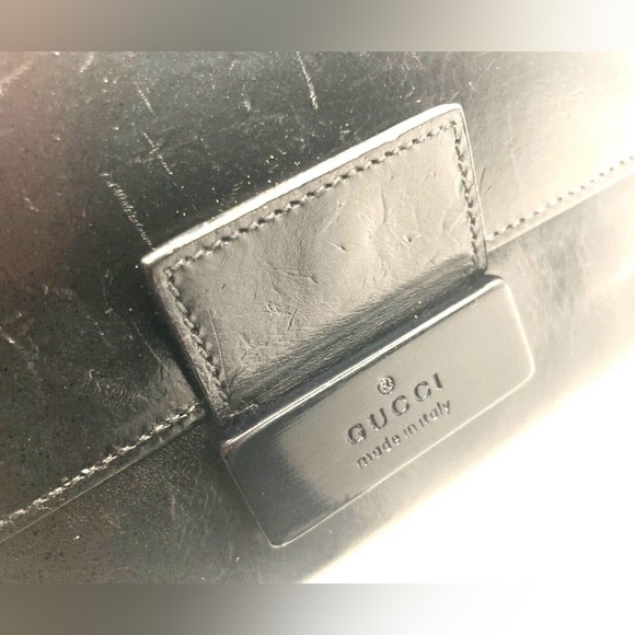 GUCCI VINTAGE GG LOGO PLATE LEATHER WALLET MEN BIFOLD BLACK - Picture 6 of 15